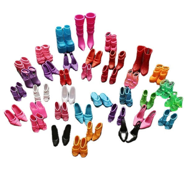 60 Pairs Trendy Multiple Styles Heels Sandals Doll Image 1
