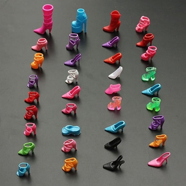 60 Pairs Trendy Multiple Styles Heels Sandals Doll Image 3