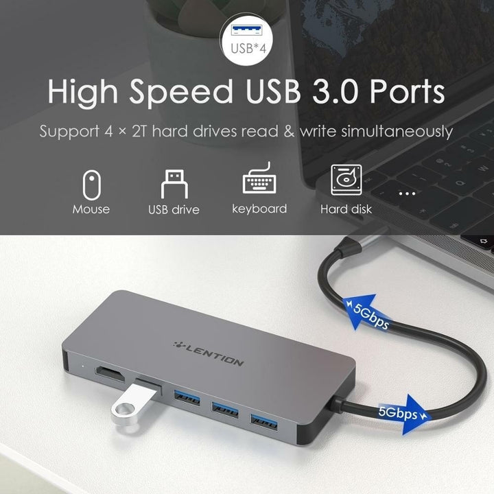 7 in 1 USB-C Hub Docking Station Adapter With 1 PD2HDMI4USB 3.0 for iPhone 12 Pro Max for Samsung Galaxy Note S20 ultra Image 4