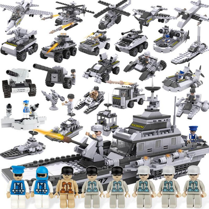 743+pcs 8 In 1 Aircraft Carrier Blocks Military Airplane Ship Kids Building Blocks Toys Image 6