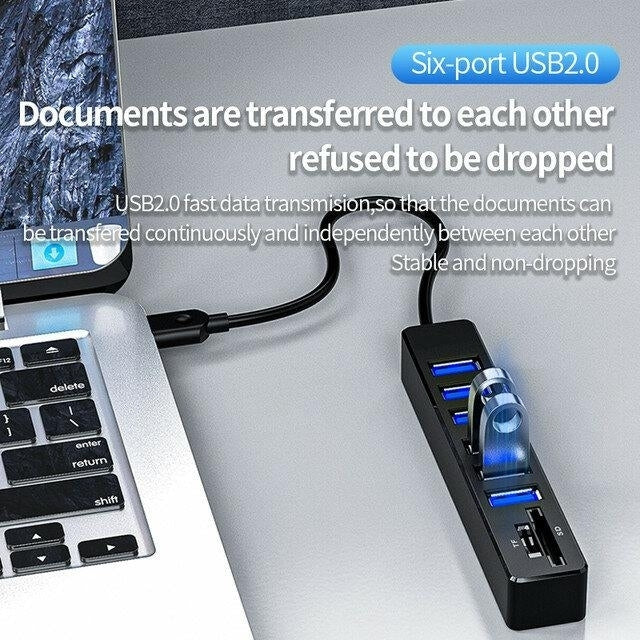 8 Ports Multiple USB Hub,Card Reader Expander Adapter For Computer Laptop Accessories Image 2