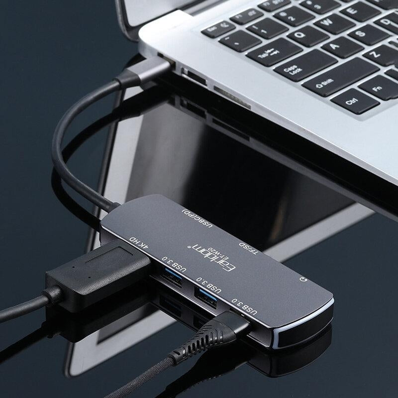 8-in-1 USB-C Docking Station HUB Adapter With 4K HD Display USB 3.03 USB-C PD Memory Card Readers 3.5mm AUX Port Image 2