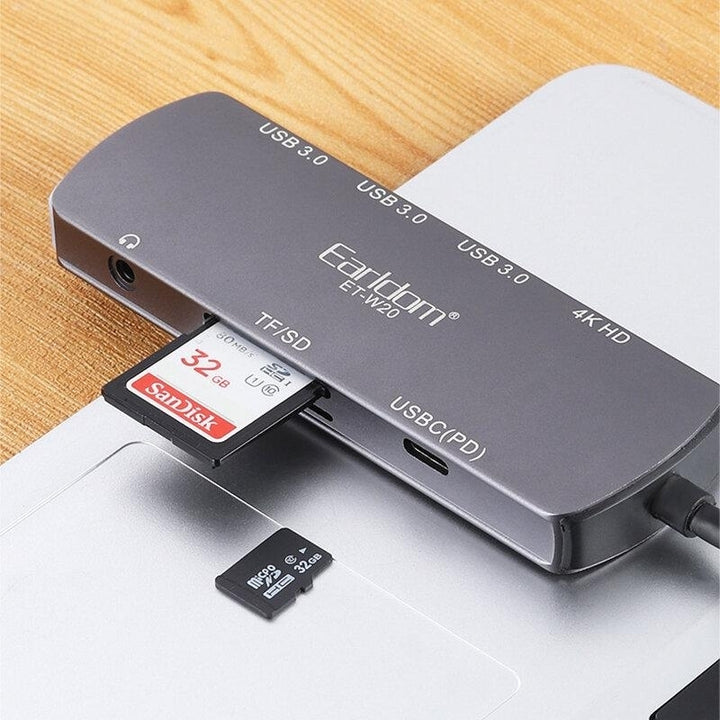 8-in-1 USB-C Docking Station HUB Adapter With 4K HD Display USB 3.03 USB-C PD Memory Card Readers 3.5mm AUX Port Image 4