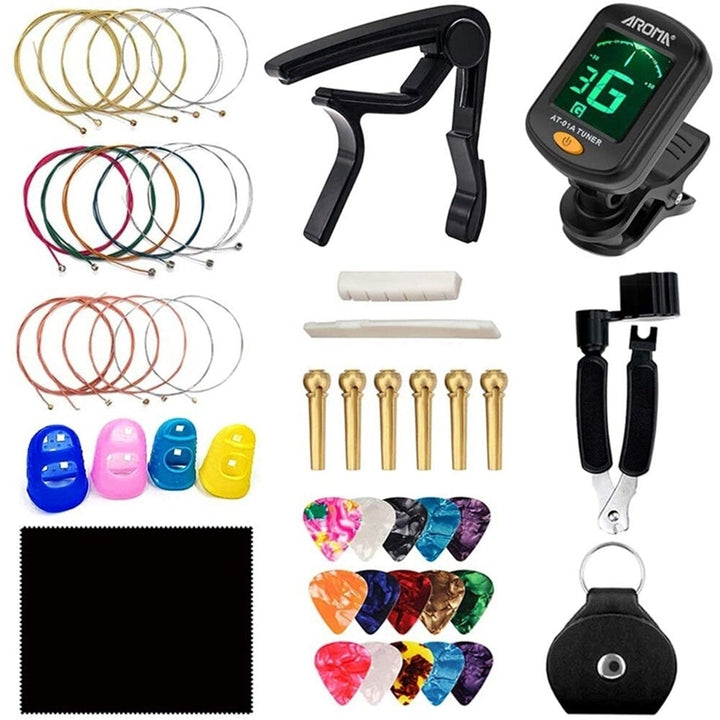 9,50PCS Guitar Accessories Kit Including Guitar Picks,Capo,Acoustic Guitar Strings,3 in 1String Winder Image 2