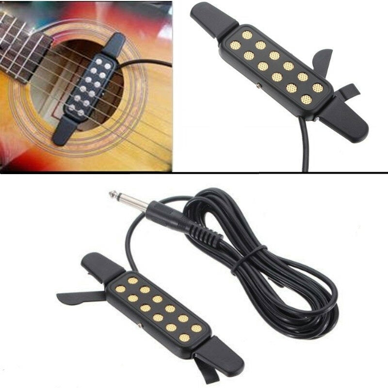 Adjustable Volume 12 Hole Sound Pickup Microphone Wire Amplifier Speaker for Acoustic Guitar With Connection Wire Guitar Image 1