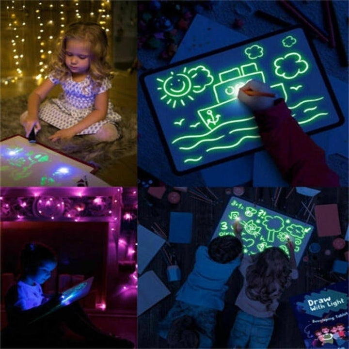 A3 Size 3D Childrens Luminous Drawing Board Toy Draw with Light Fun for Kids Family Image 3