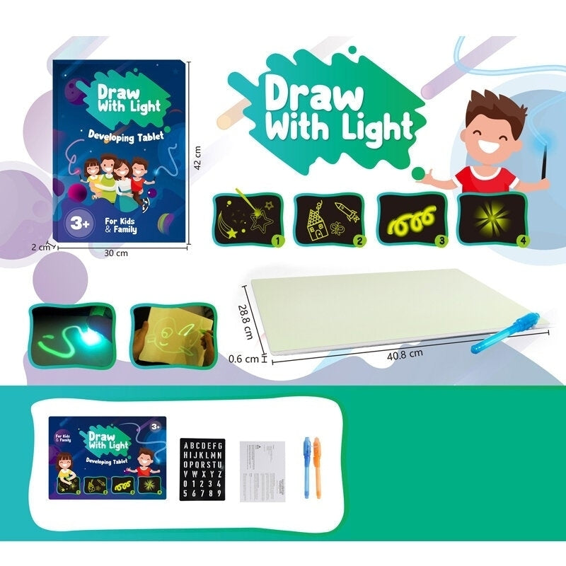 A3 Size 3D Childrens Luminous Drawing Board Toy Draw with Light Fun for Kids Family Image 8