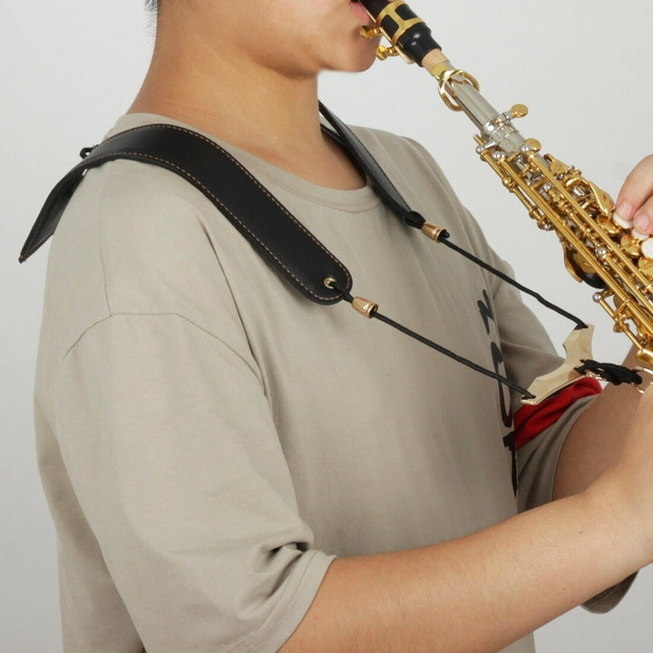 Adjustable Saxophone Shoulder Strap Sax Leather Strap for Alto,Tenor,Soprano Saxophones Image 9