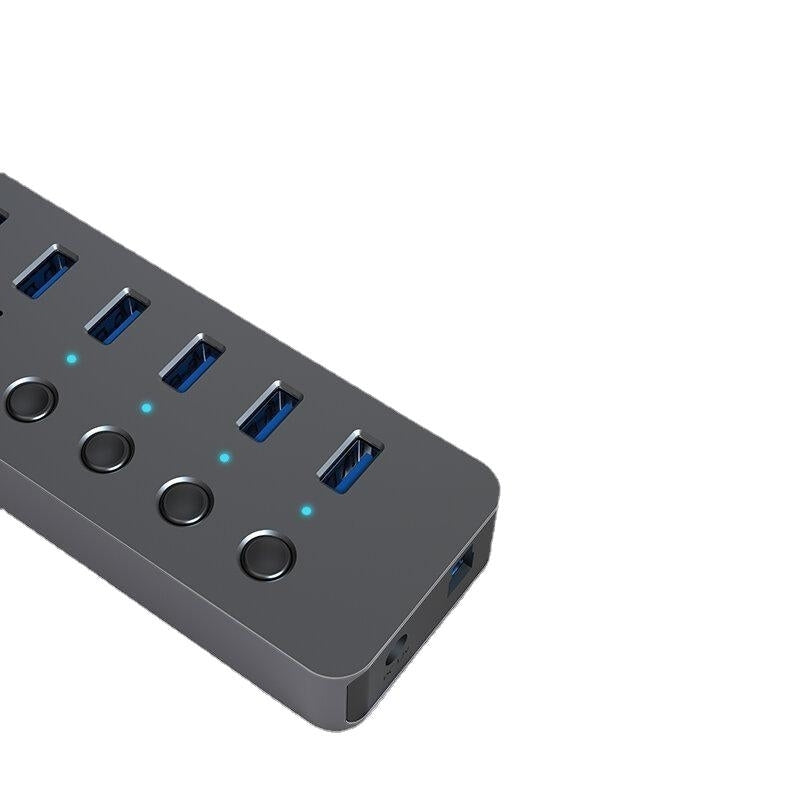 Aluminum 10 Port USB3.0 Hub Adaptor With Individual Power Switch 5GBPs USB 3.0 Hub for iPhone X 12 Pro MAX Image 2