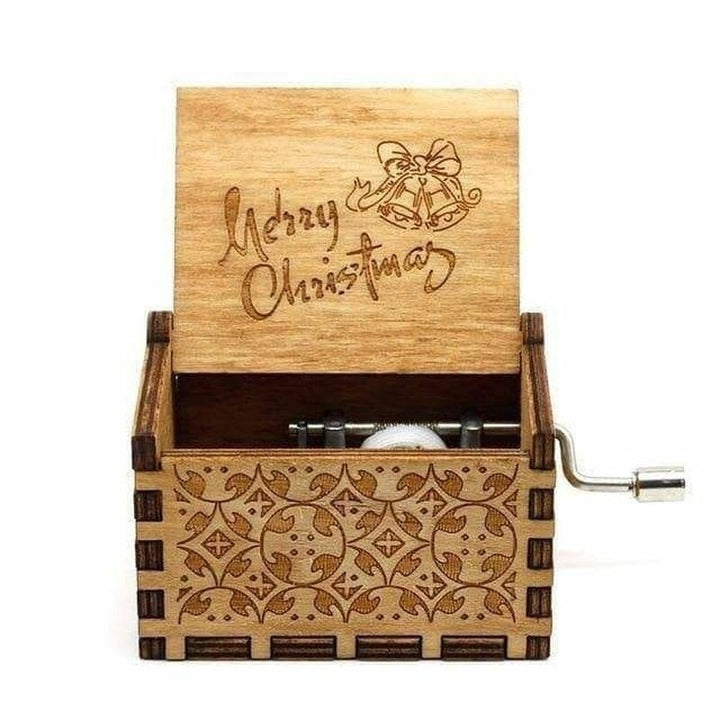 Antique Carved Wooden Hand Cranked Music Box Christmas Birthday Gift Home Decorations Crafts Image 4