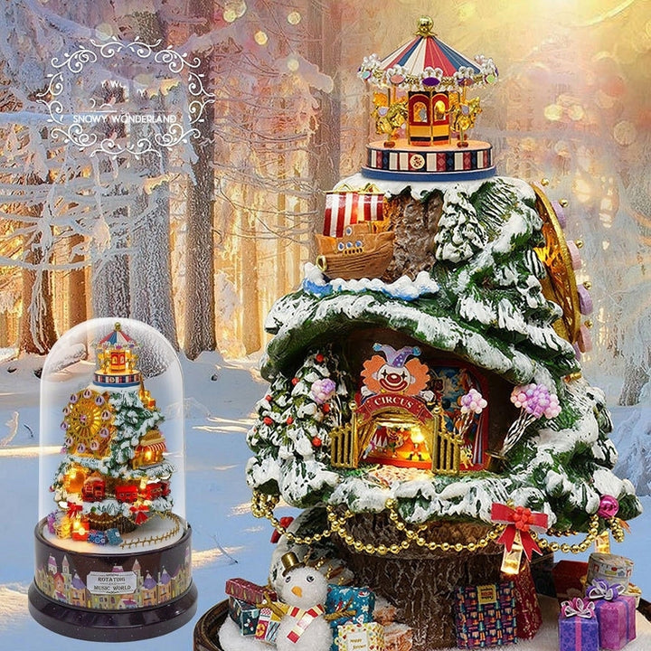 Beautiful Cabins DIY Doll House Miniature Rotating Music Kit With Transparent Cover Musical Core Gift Image 3