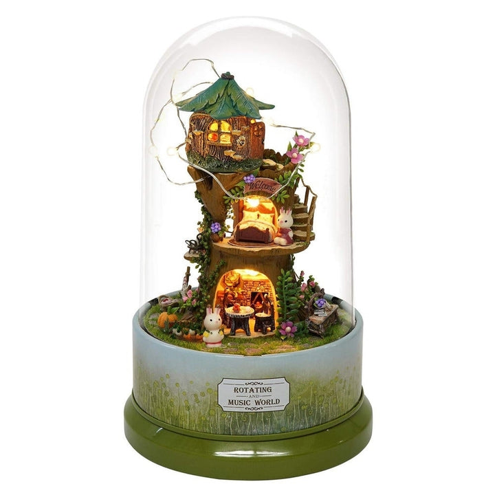 Beautiful Cabins DIY Doll House Miniature Rotating Music Kit With Transparent Cover Musical Core Gift Image 10