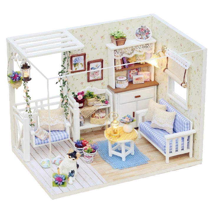 Cat Diary Doll House DIY Cabin With Dust Cover Music Motor Image 6