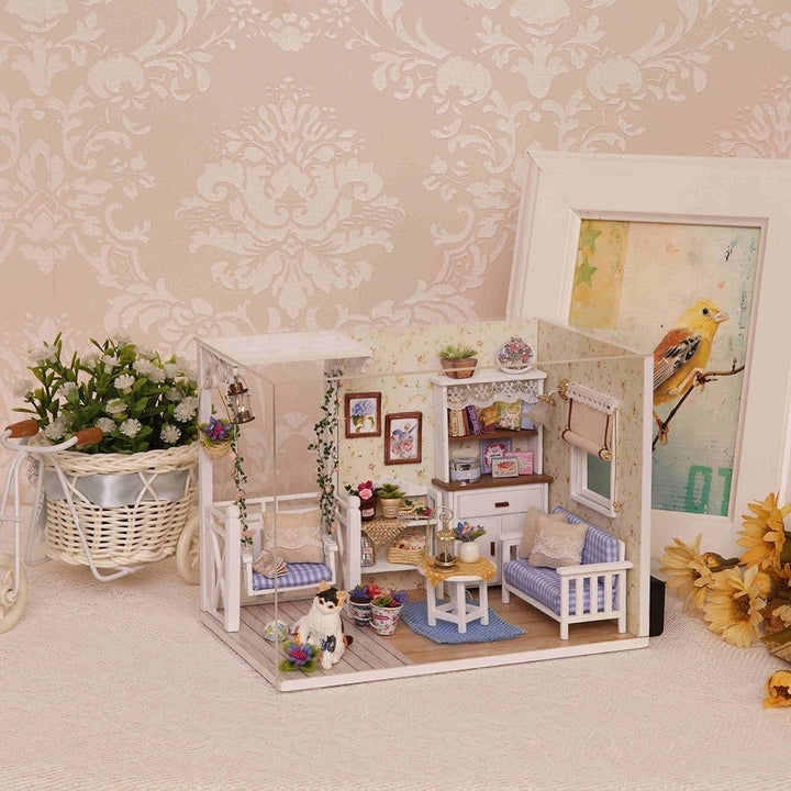 Cat Diary Doll House DIY Cabin With Dust Cover Music Motor Image 7