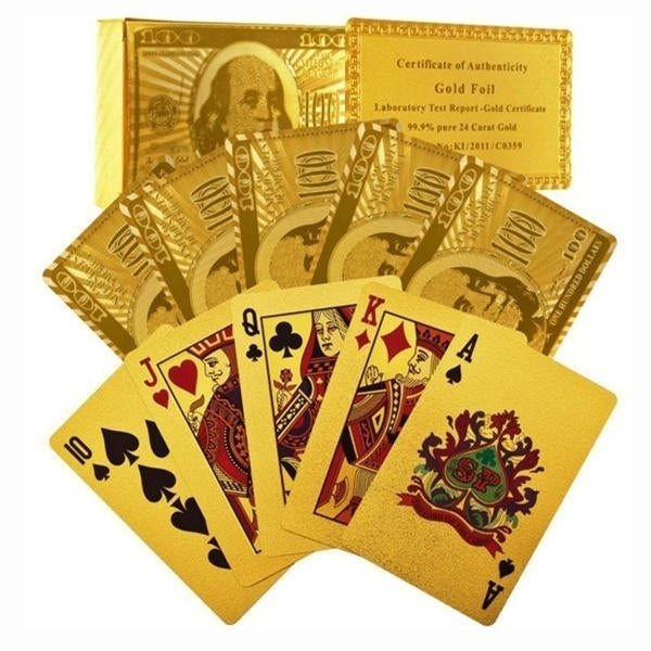 Certified Pure 24 Carat Gold Foil Plated Poker Cards Perfect Gift Image 1
