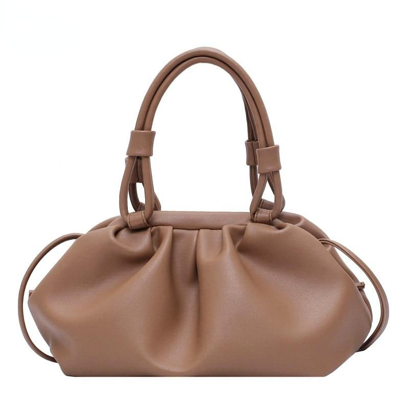 Casual Dumpling Lady Handbags Cloud Shape Pleated Crossbody Bags For Women Soft PU Leather Shoulder Image 1