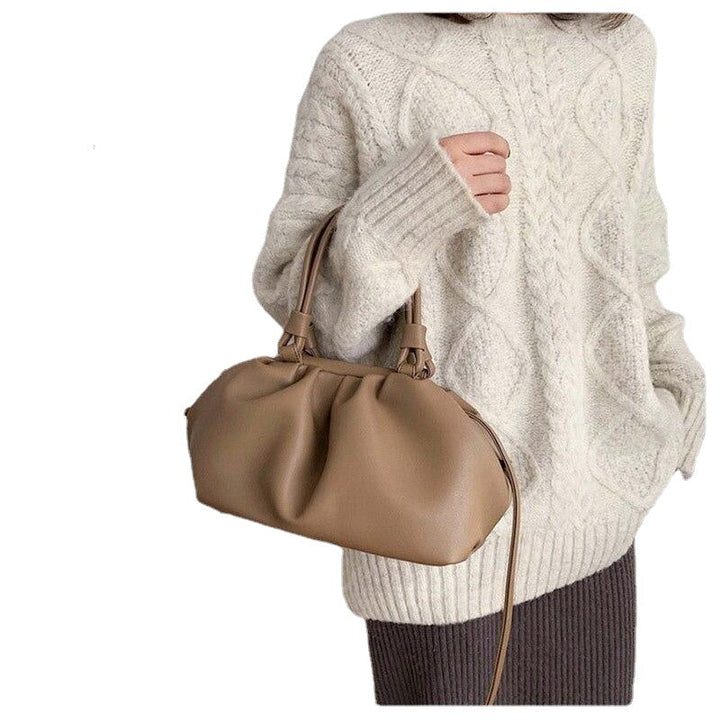 Casual Dumpling Lady Handbags Cloud Shape Pleated Crossbody Bags For Women Soft PU Leather Shoulder Image 4