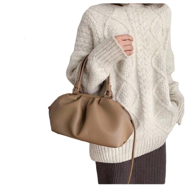 Casual Dumpling Lady Handbags Cloud Shape Pleated Crossbody Bags For Women Soft PU Leather Shoulder DTTT Image 1