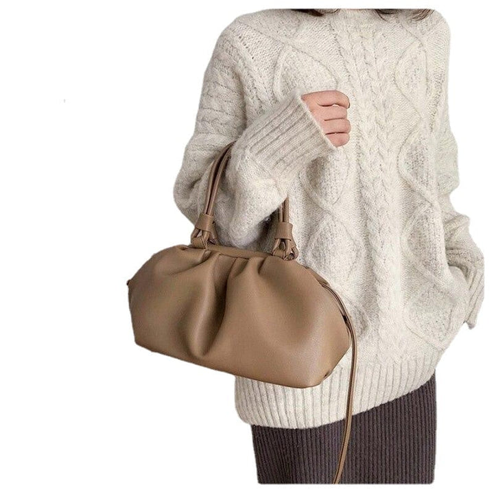 Casual Dumpling Lady Handbags Cloud Shape Pleated Crossbody Bags For Women Soft PU Leather Shoulder Image 1