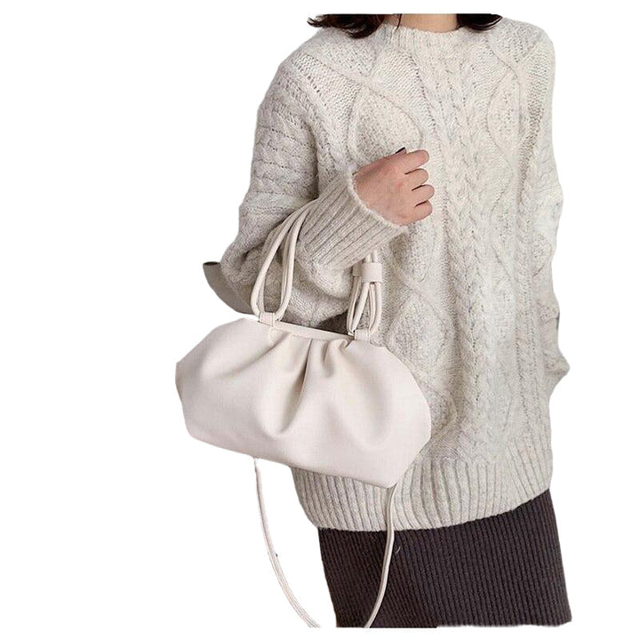 Casual Dumpling Lady Handbags Cloud Shape Pleated Crossbody Bags For Women Soft PU Leather Shoulder Image 6