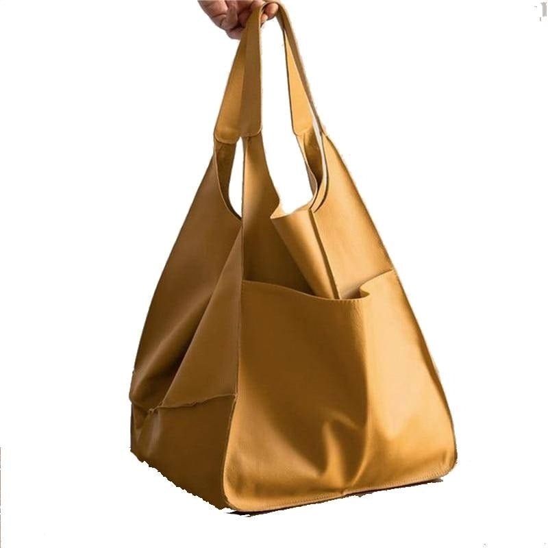 Casual Soft Large Capacity Tote Women Handbags Designer Look Luxury Pu Leather Shoulder Bag Image 3