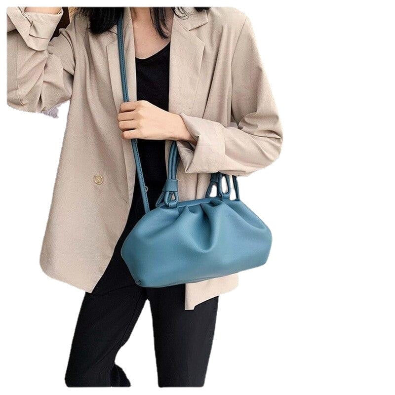 Casual Dumpling Lady Handbags Cloud Shape Pleated Crossbody Bags For Women Soft PU Leather Shoulder DTTT Image 1