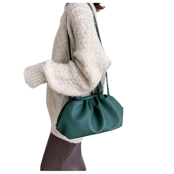 Casual Dumpling Lady Handbags Cloud Shape Pleated Crossbody Bags For Women Soft PU Leather Shoulder Image 8
