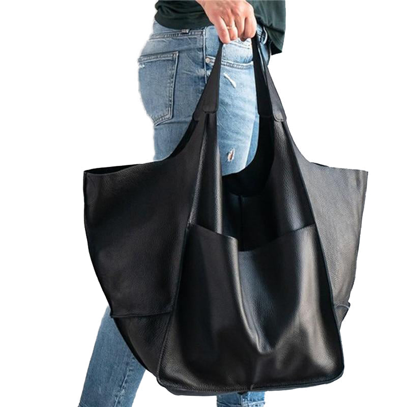 Casual Soft Large Capacity Tote Women Handbags Designer Look Luxury Pu Leather Shoulder Bag Image 4