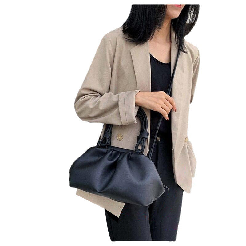 Casual Dumpling Lady Handbags Cloud Shape Pleated Crossbody Bags For Women Soft PU Leather Shoulder Image 10