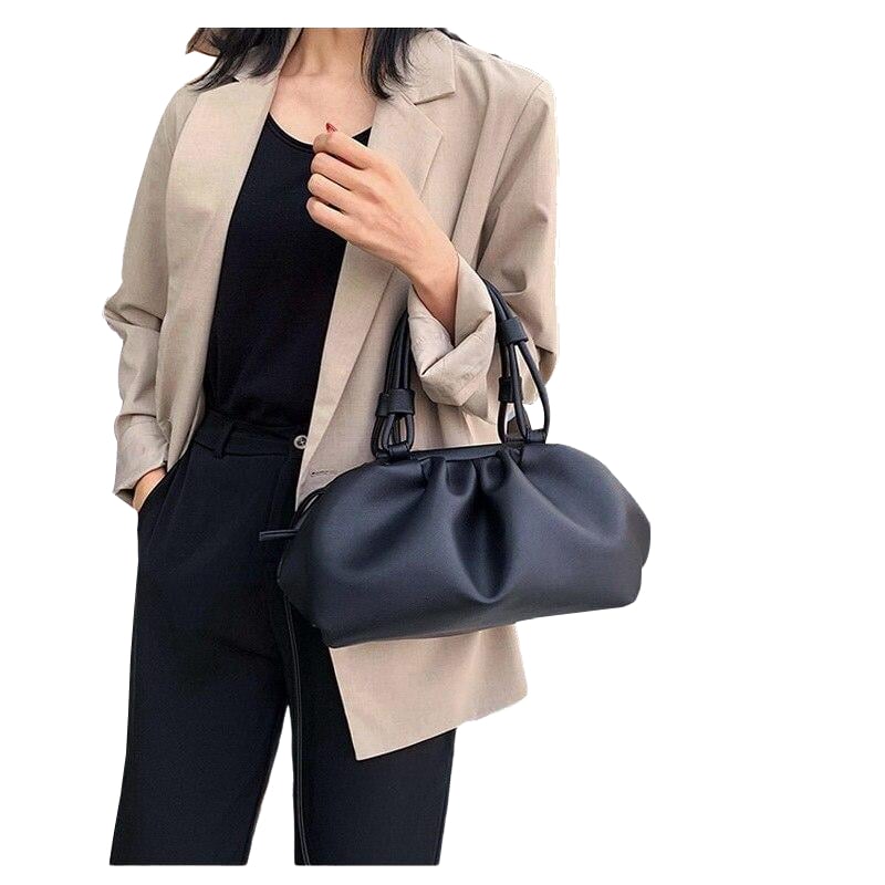 Casual Dumpling Lady Handbags Cloud Shape Pleated Crossbody Bags For Women Soft PU Leather Shoulder DTTT Image 1