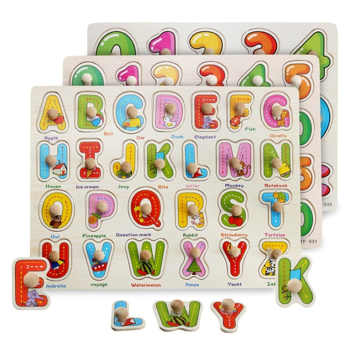 Colorful Wooden Alphabet,Math,Number Jigsaw Puzzle Toy Intelligence Early Education Toys Image 1