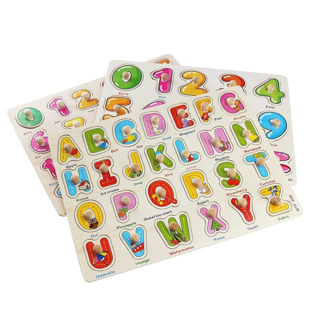 Colorful Wooden Alphabet,Math,Number Jigsaw Puzzle Toy Intelligence Early Education Toys Image 3