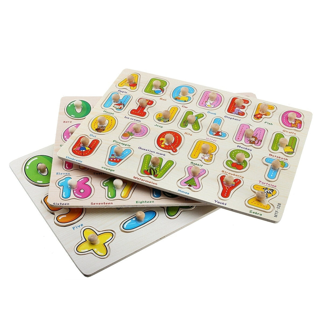 Colorful Wooden Alphabet,Math,Number Jigsaw Puzzle Toy Intelligence Early Education Toys Image 4