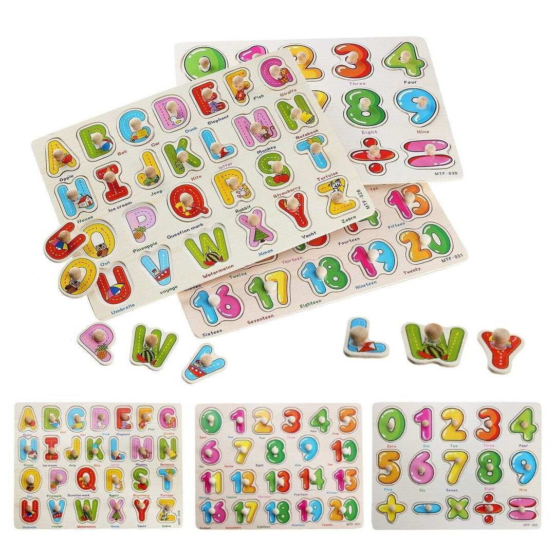 Colorful Wooden Alphabet,Math,Number Jigsaw Puzzle Toy Intelligence Early Education Toys Image 6