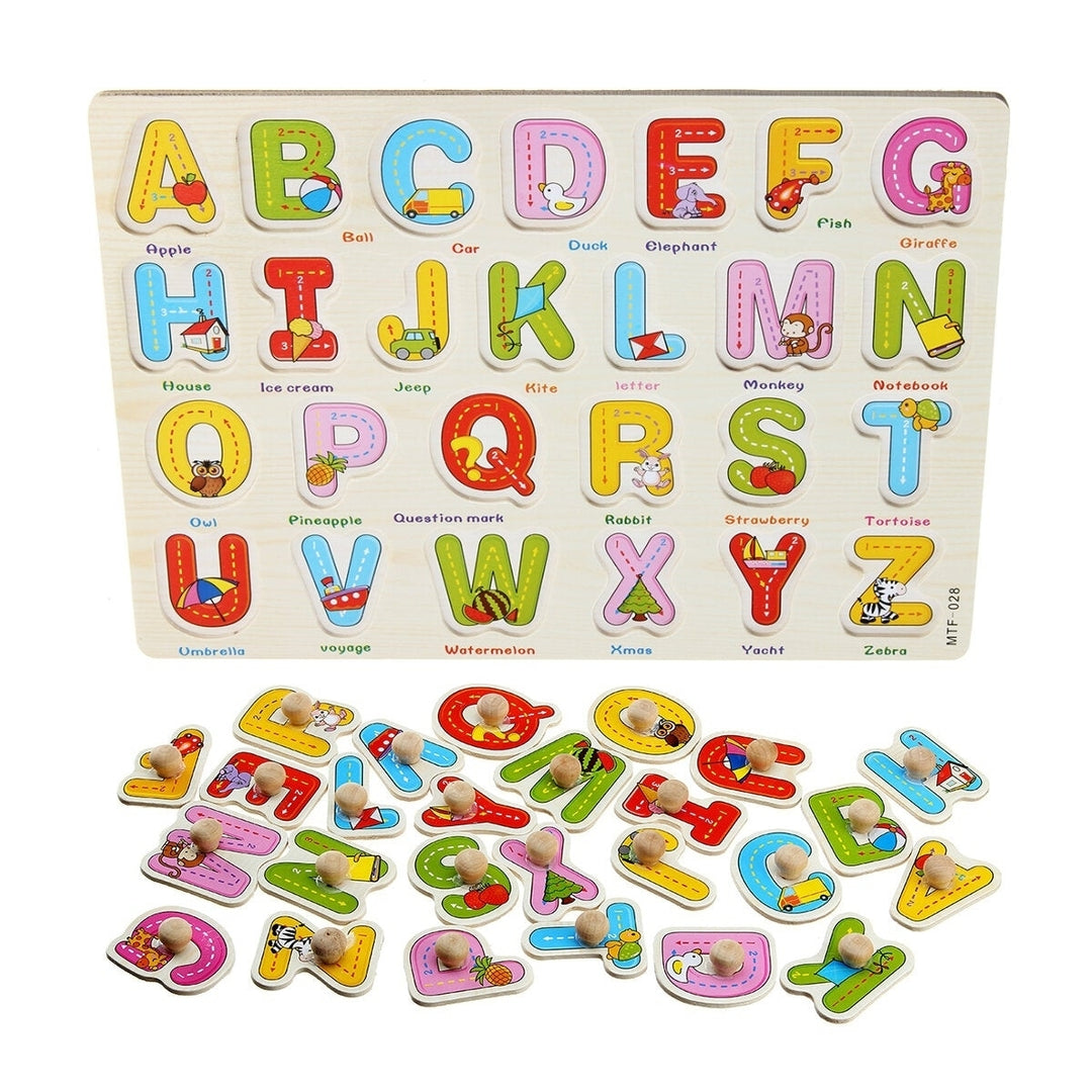 Colorful Wooden Alphabet,Math,Number Jigsaw Puzzle Toy Intelligence Early Education Toys Image 7