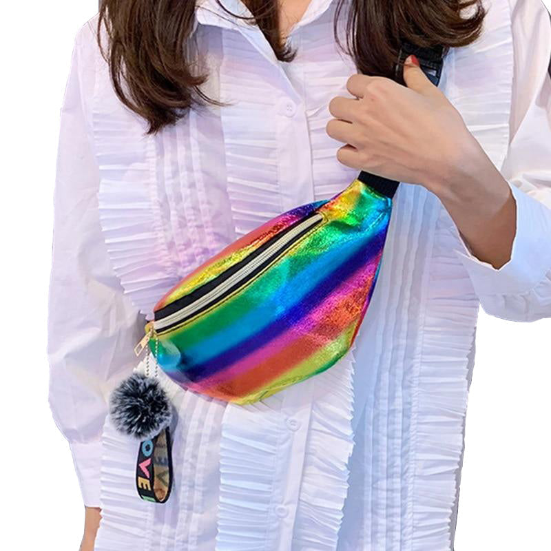 Cool Sequins Printing Waist Bag For Woman Fashion Girls Shoulder Belt Bags Kids Waist Packs Glitter Phone Pouch Image 10
