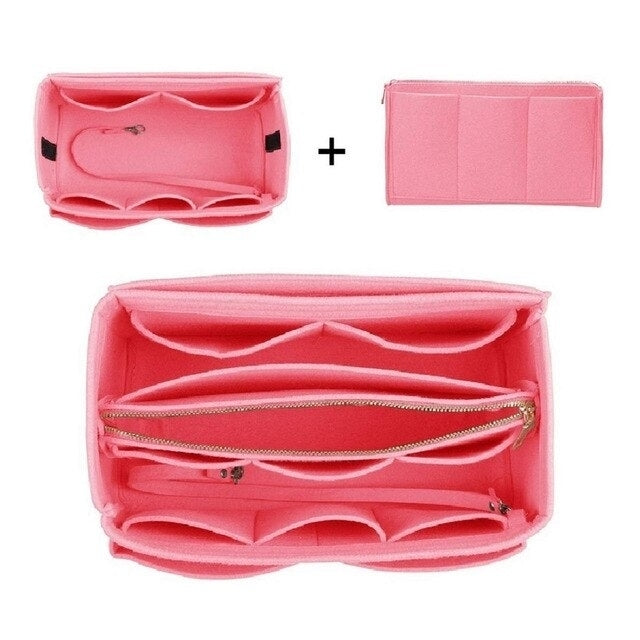 Cosmetic Bags Felt Cloth Handbag Organizer Insert Bag Travel Inner Purse Portable Make up Fits Speedy Neverfull Image 6