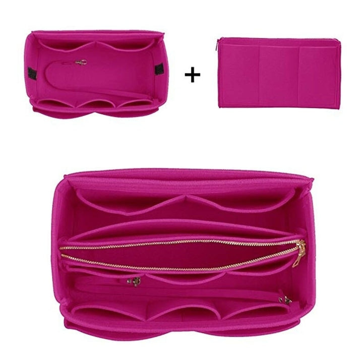 Cosmetic Bags Felt Cloth Handbag Organizer Insert Bag Travel Inner Purse Portable Make up Fits Speedy Neverfull Image 7