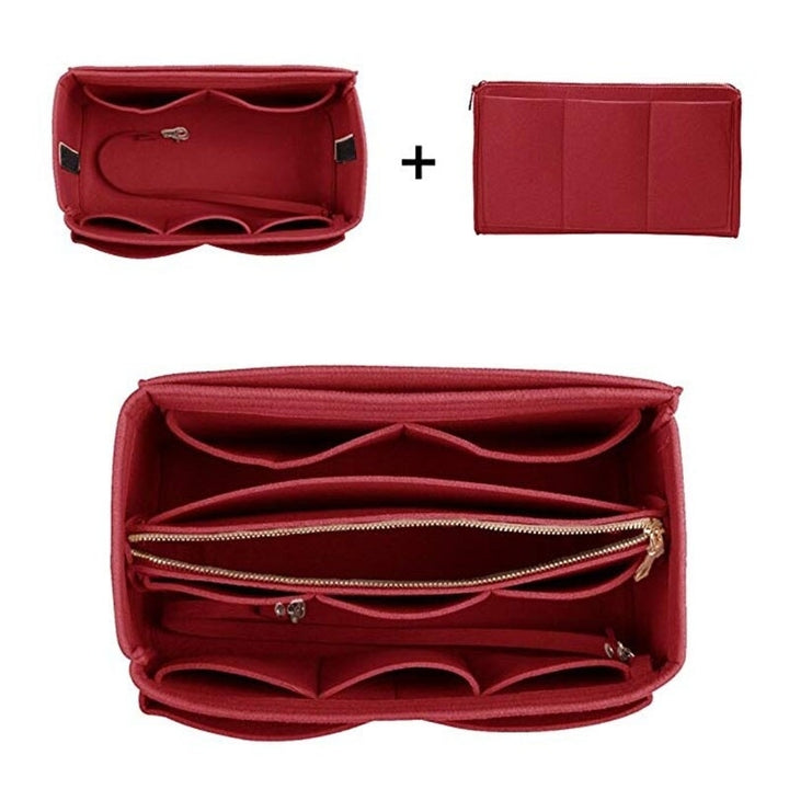 Cosmetic Bags Felt Cloth Handbag Organizer Insert Bag Travel Inner Purse Portable Make up Fits Speedy Neverfull Image 9