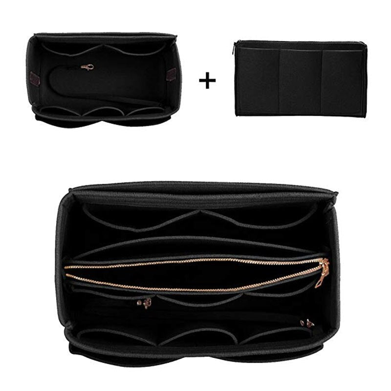 Cosmetic Bags Felt Cloth Handbag Organizer Insert Bag Travel Inner Purse Portable Make up Fits Speedy Neverfull Image 10