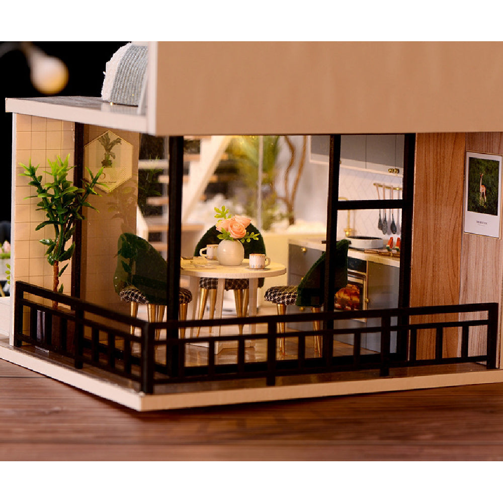 Cozy Time Space Sense Innovative Design Double-layer LOFT Assembled Doll House With Furniture Image 2