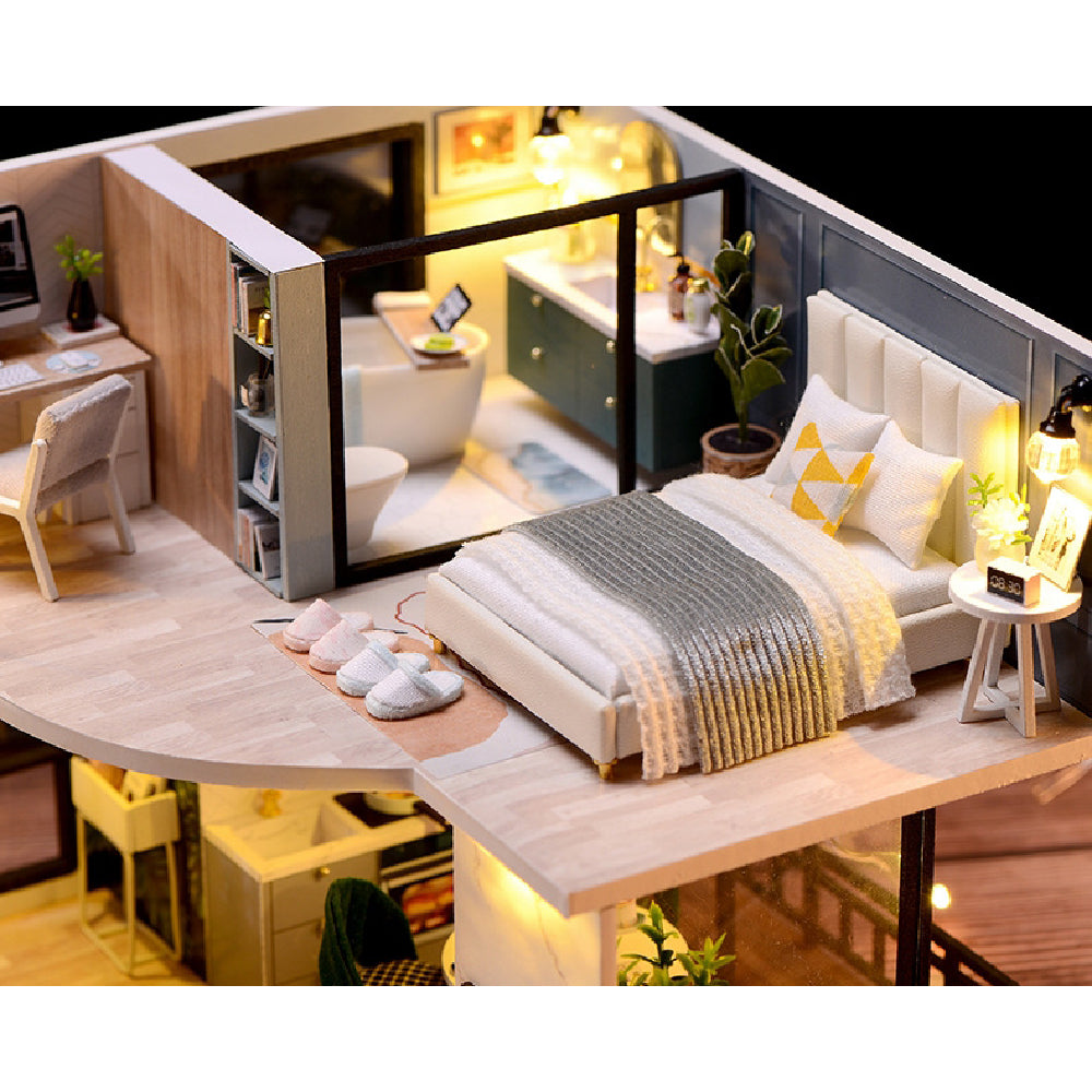 Cozy Time Space Sense Innovative Design Double-layer LOFT Assembled Doll House With Furniture Image 3