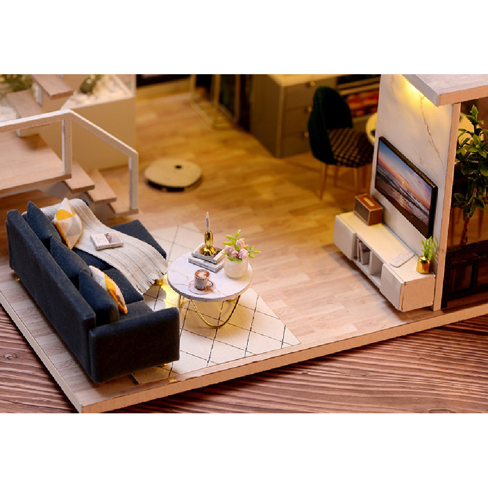 Cozy Time Space Sense Innovative Design Double-layer LOFT Assembled Doll House With Furniture Image 4