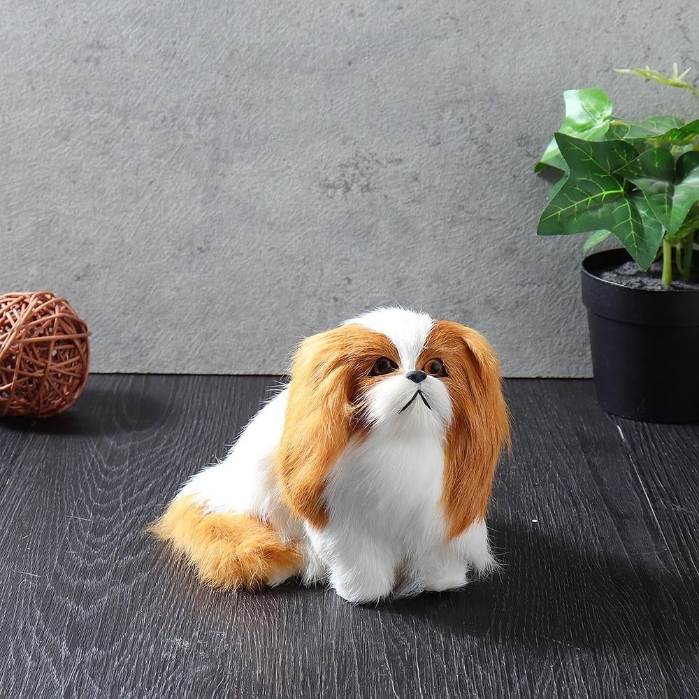 Cute Puppy Lifelike Simulation Dog Stuffed Plush Toy Realistic Home Desk Decoration Image 8