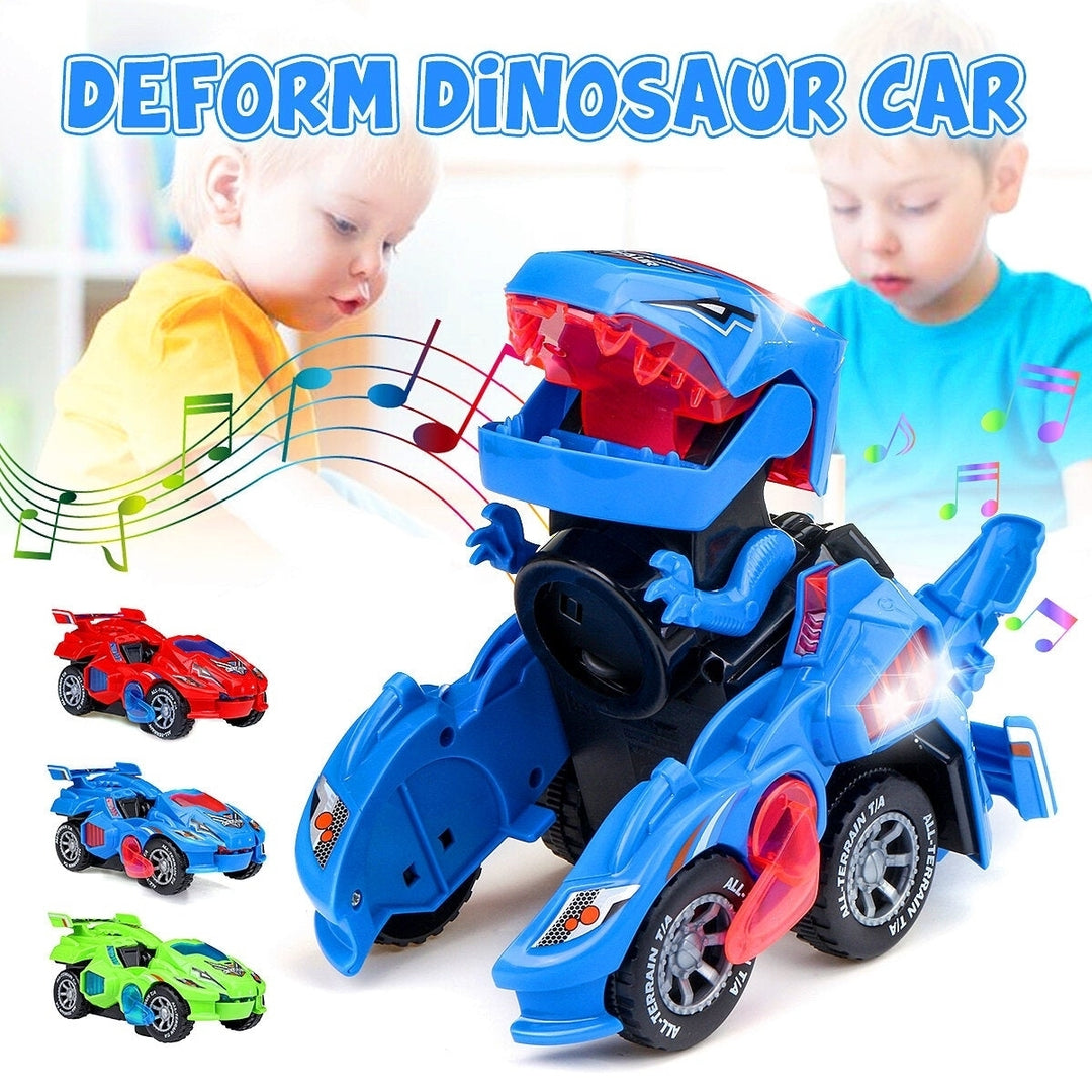 Creative Dinosaur Deformation Toy Car Puzzle Electric Light and Music Toys Image 3