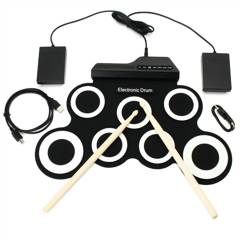 Digital Portable Roll Up Electronic Drum Kits Pad with Pedal Drum Sticks Image 1