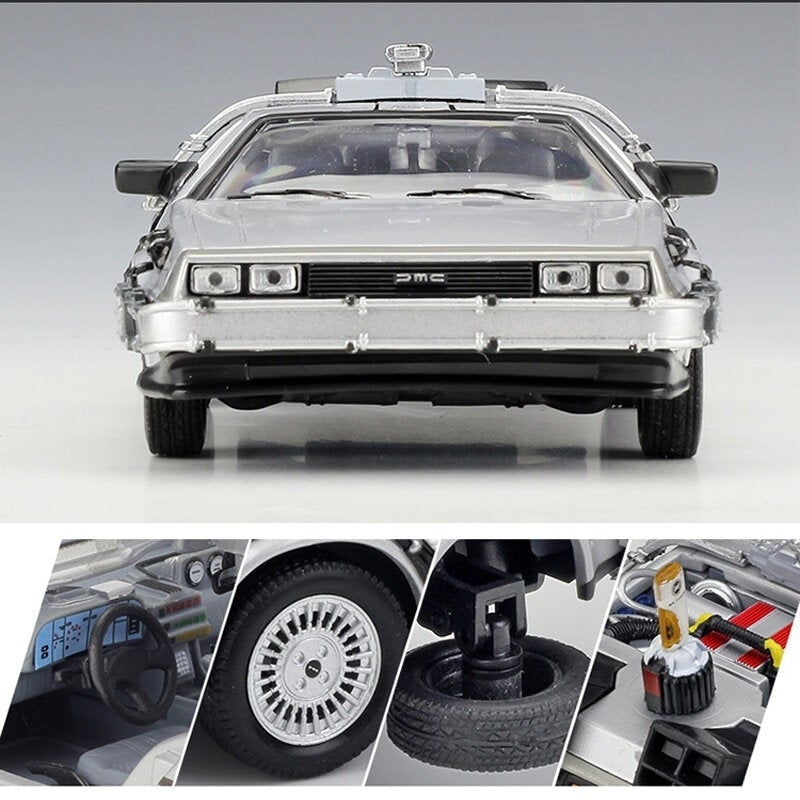 Diecast Alloy Model Car Door Openable Delorean Back to the Future Time Machines Metal Toy Car for Kid Gift Collection Image 4