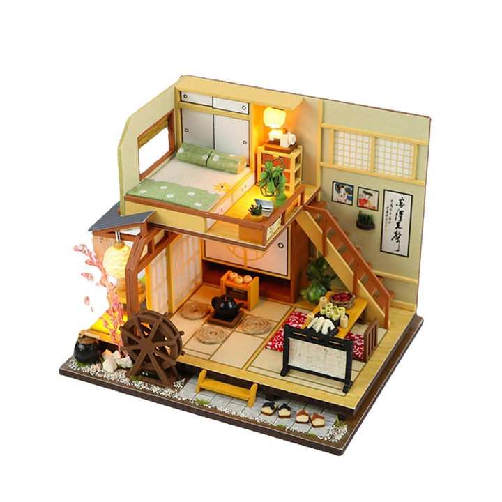 DIY Miniature Wooden Furniture LED Kit Japanese Style Handcraft Toy Doll House Gift Image 1