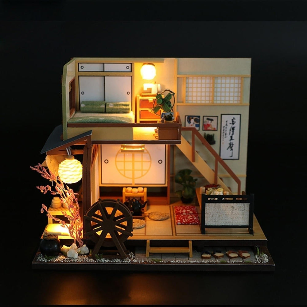 DIY Miniature Wooden Furniture LED Kit Japanese Style Handcraft Toy Doll House Gift Image 2