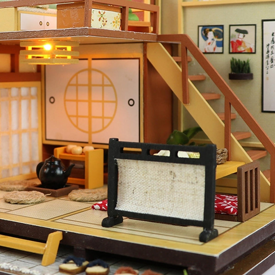 DIY Miniature Wooden Furniture LED Kit Japanese Style Handcraft Toy Doll House Gift Image 3